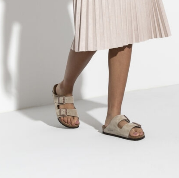 Birkenstock Shoes - Birkenstock Arizona Suede Sandals in taupe